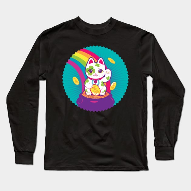 Maneki Neko Lucky Cat Long Sleeve T-Shirt by Kaz_Foxsen